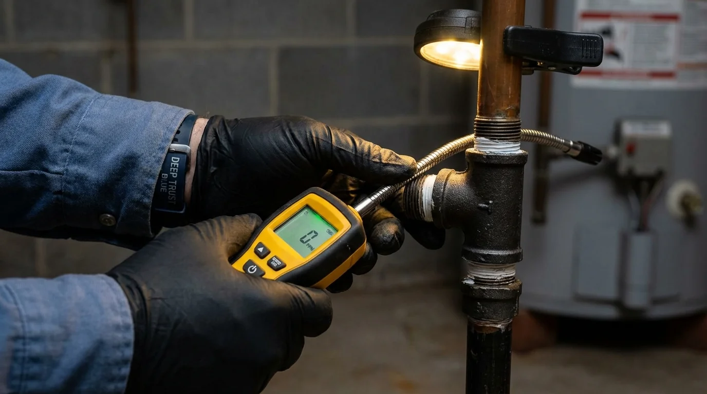 Gas leak detection with electronic sniffer by Johns Plumbing LLC in Oshkosh
