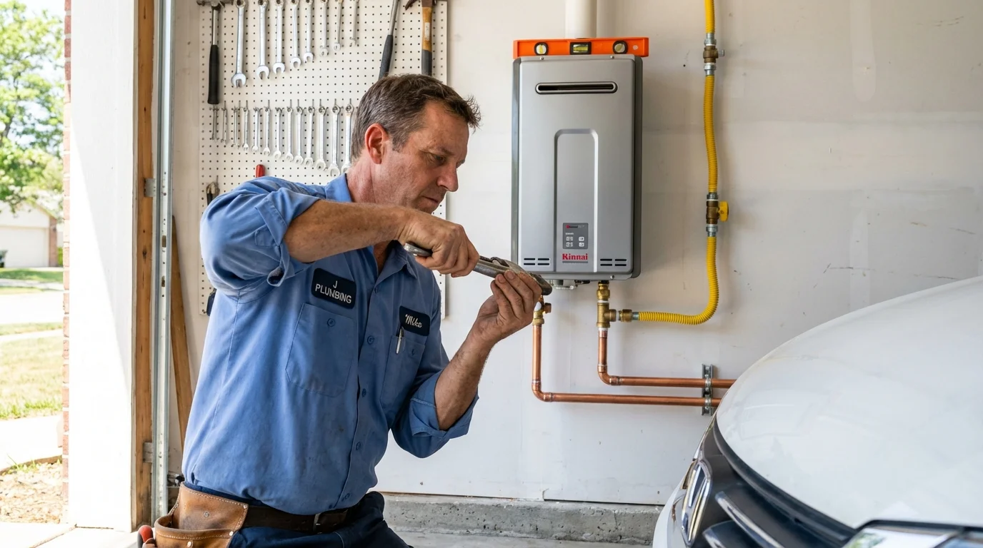 Tankless water heater installation by a Johns Plumbing LLC plumber in Oshkosh